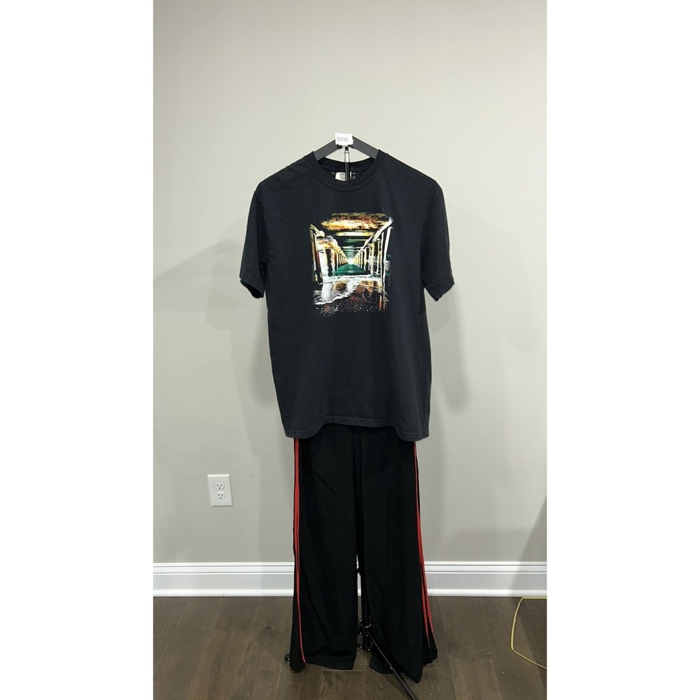 The Escape Plans Graphic T-Shirt and Side-Striped Track Pants Set Black Large